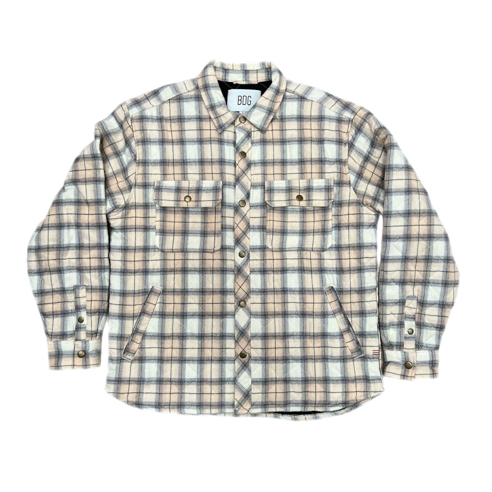 BDG Quilted Flannel Jacket 100% Cotton Body S Plaid Shirt Jacket